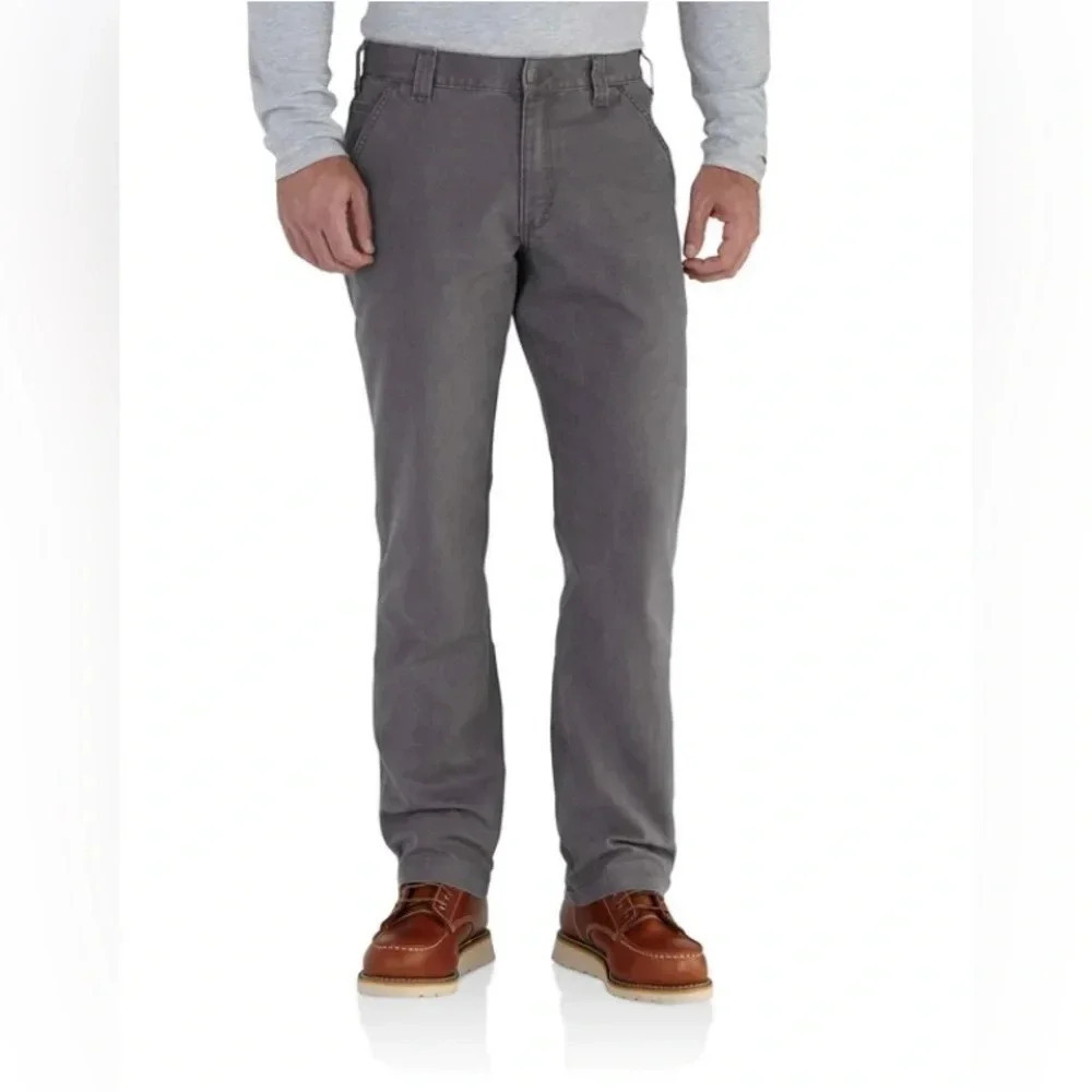 Carhartt RUGGED FLEX® RELAXED FIT CANVAS WORK PANT. Gravel gray. Size 38x34